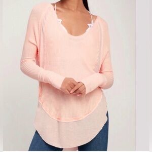 We The Free Soft Pink Textured Knit Top